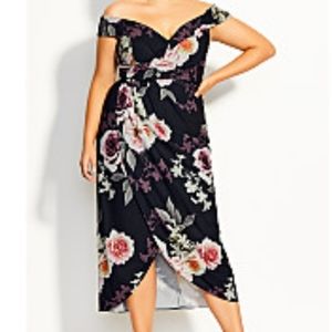 City Chic Luxe Bouquet Maxi Dress - black Size16 brand new